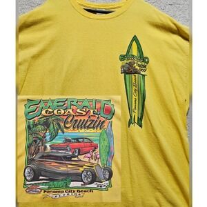 Gildan Mens 3XL Yellow Emerald Coast Cruizin 2011 Panama City Beach T Shirt